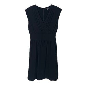 Brooks Brothers Pleated V Neck Faux Wrap Sleeveless Dress Size 8